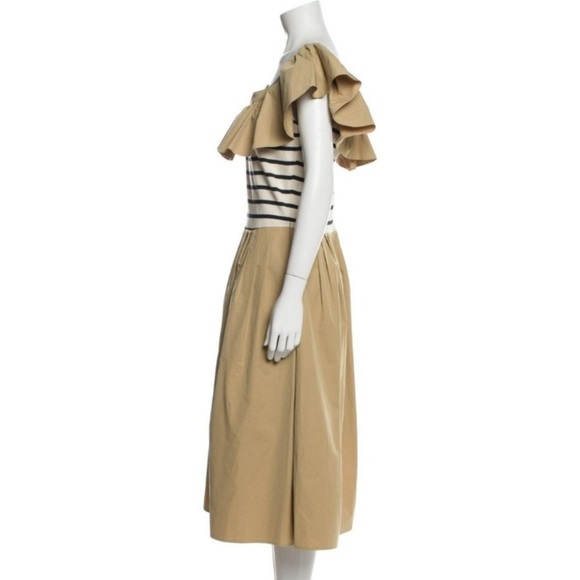 English Factory‎ Tan and Black One Shoulder Flutter Sleeve Sundress - Picture 1 of 2
